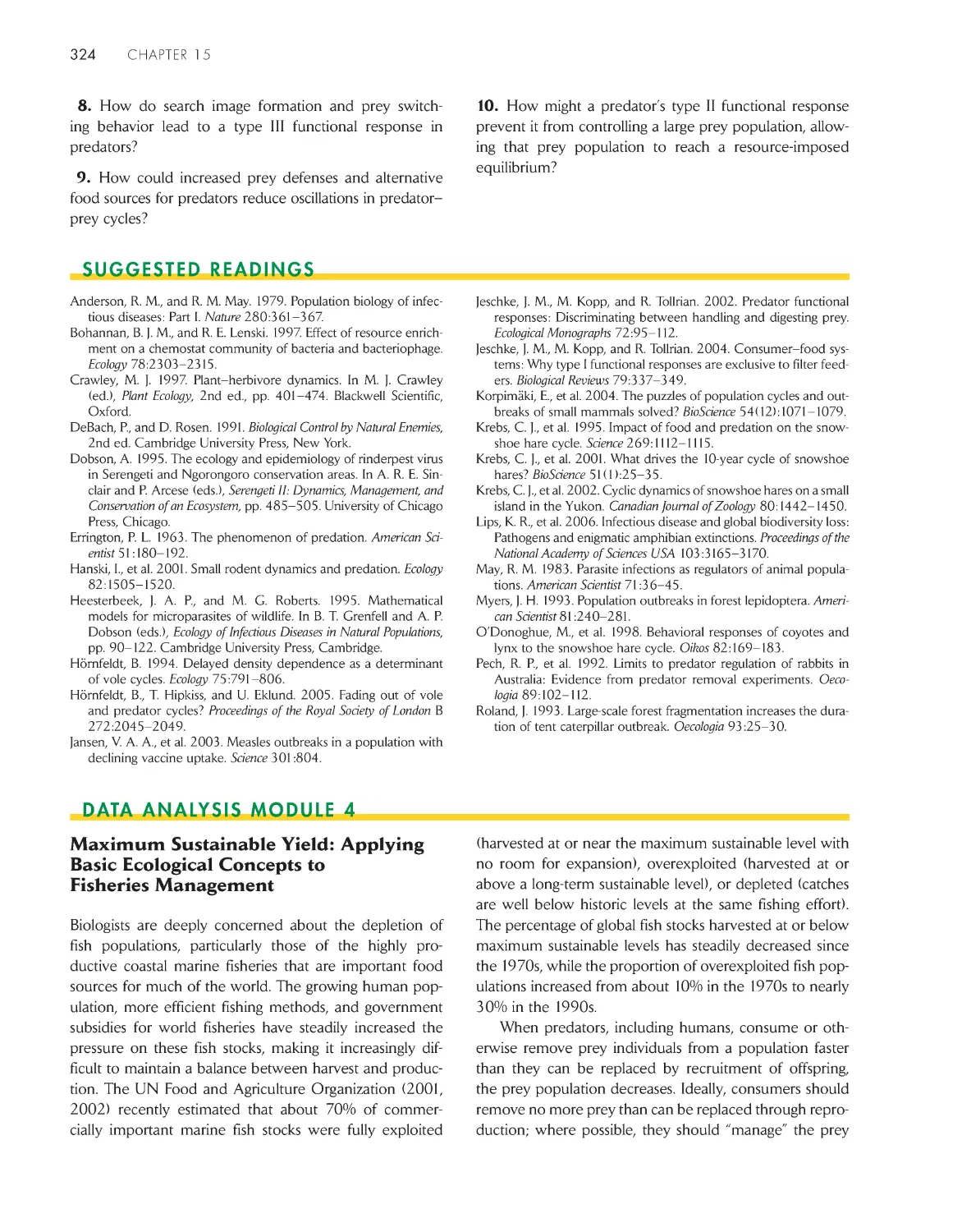 Data Analysis Module 4: Maximum Sustainable Yield: Applying Basic Ecological Conceptsto Fisheries Management