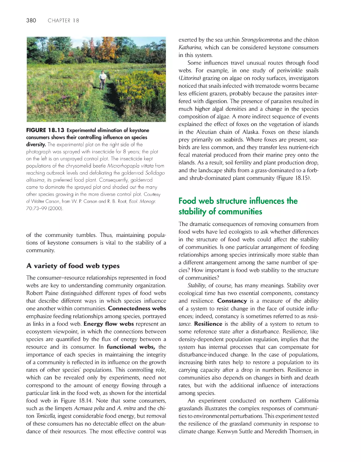 Food web structure influences the stability of communities