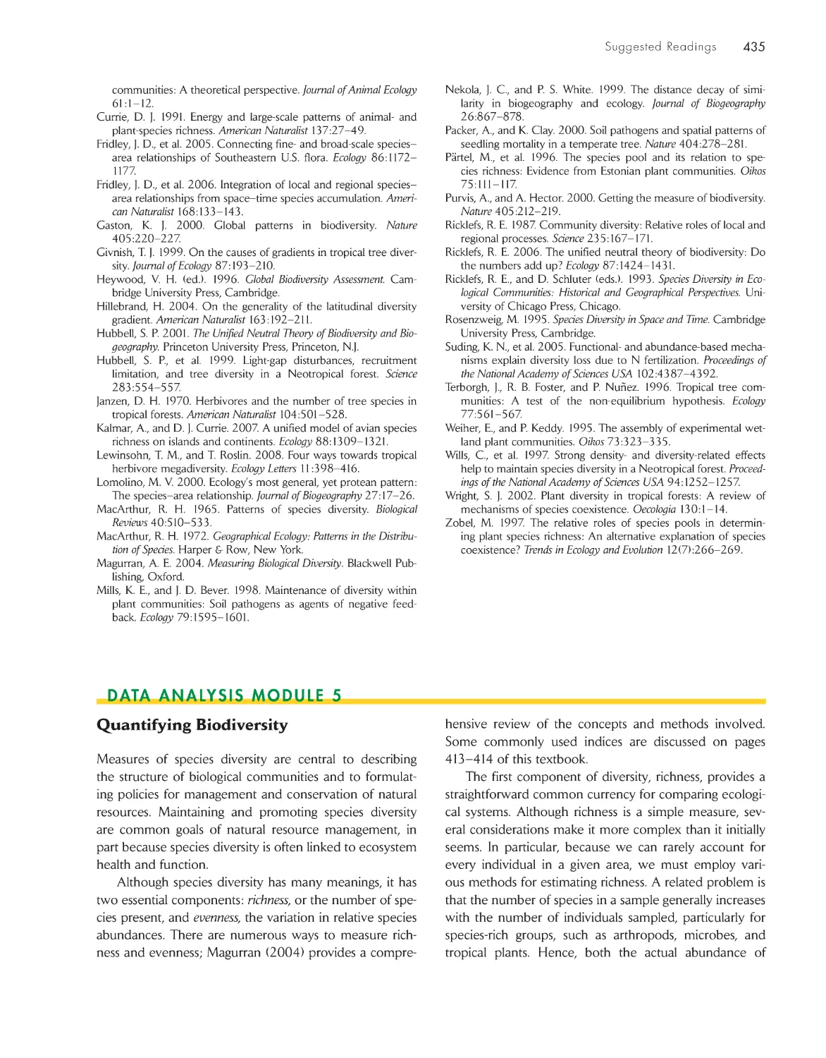 Data Analysis Module 5: Quantifying Biodiversity