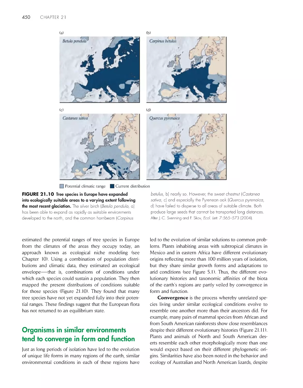 Organisms in similar environments tend to converge in form and function