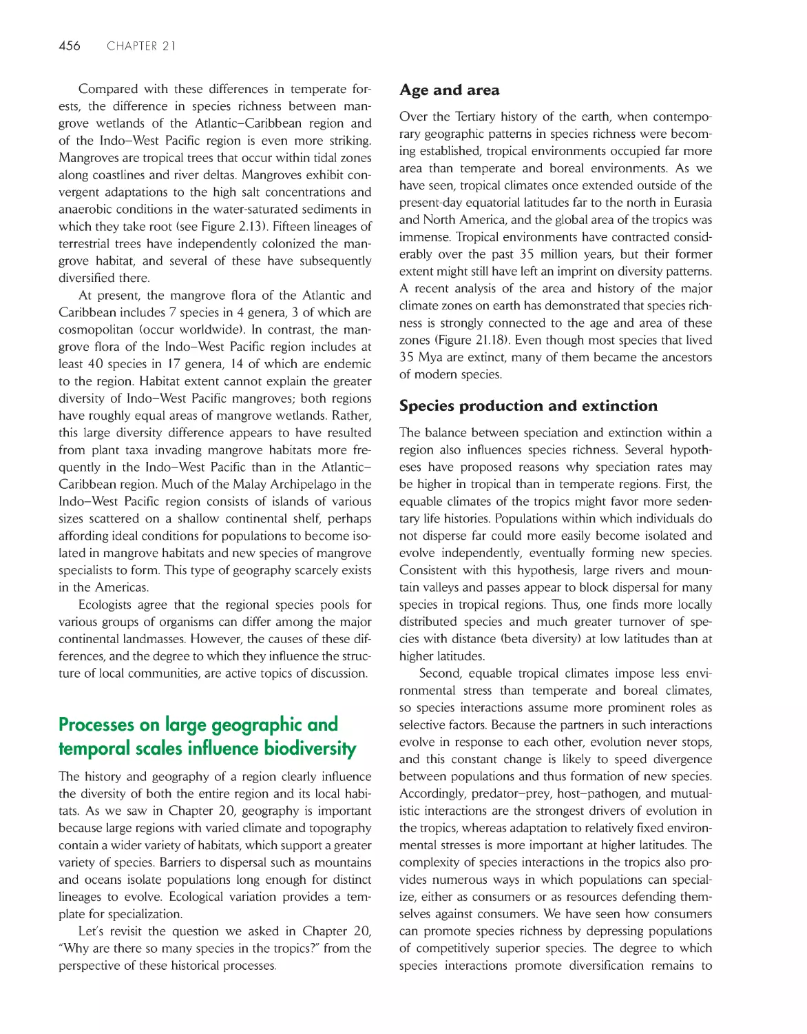 Processes on large geographic and temporal scales influence biodiversity