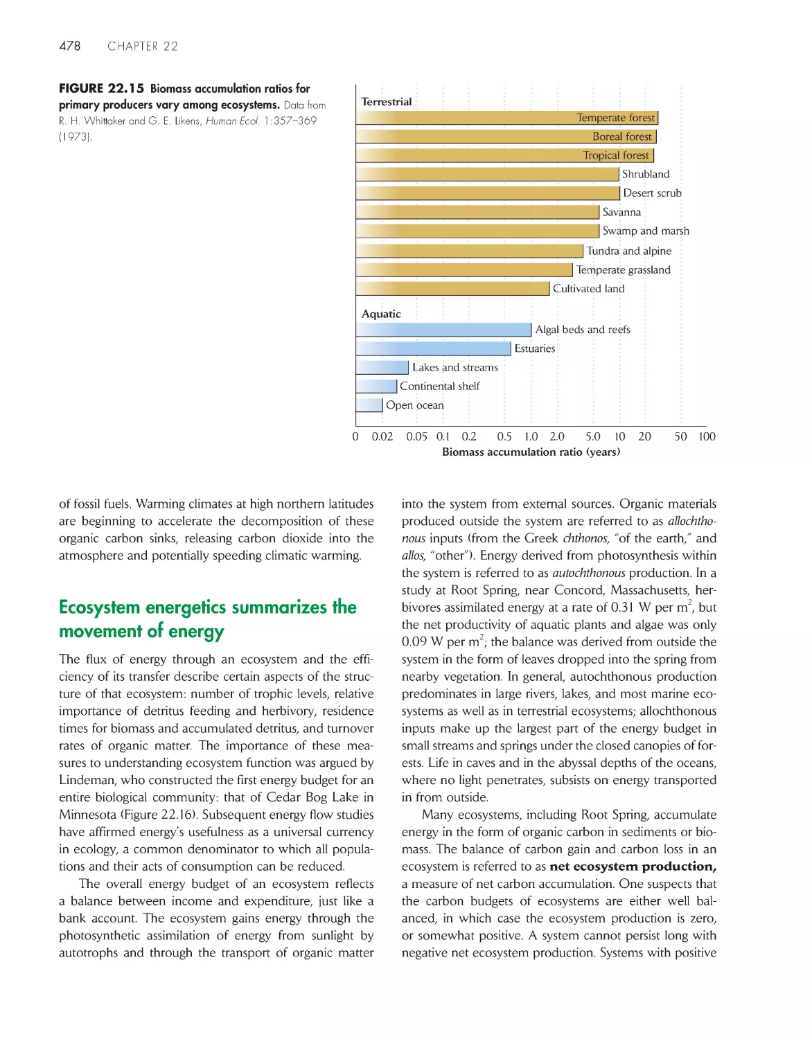 Ecosystem energetics summarizes the movement of energy