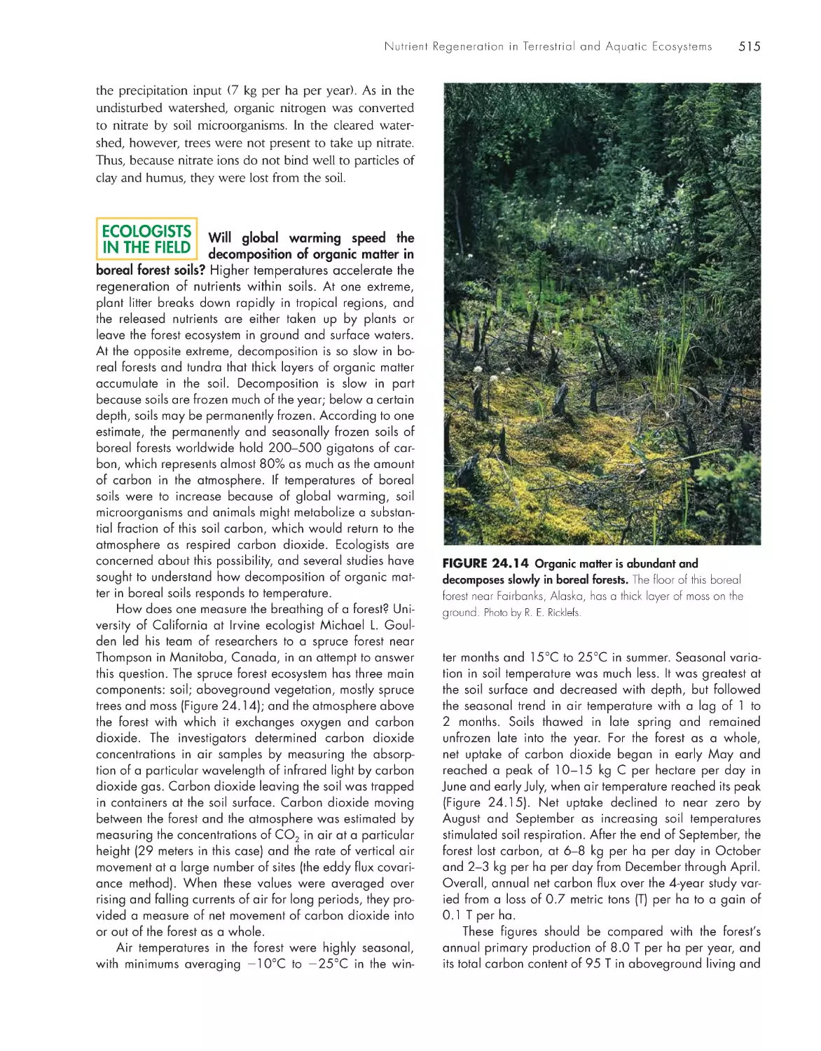 Ecologistsin the Field: Will global warming speed thede composition of organic matter in boreal forest soils?