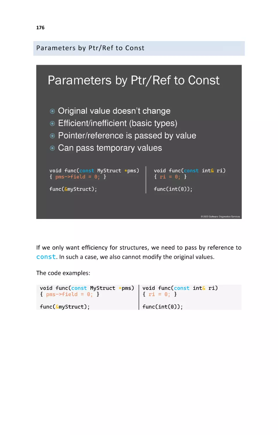 Parameters by Ptr/Ref to Const