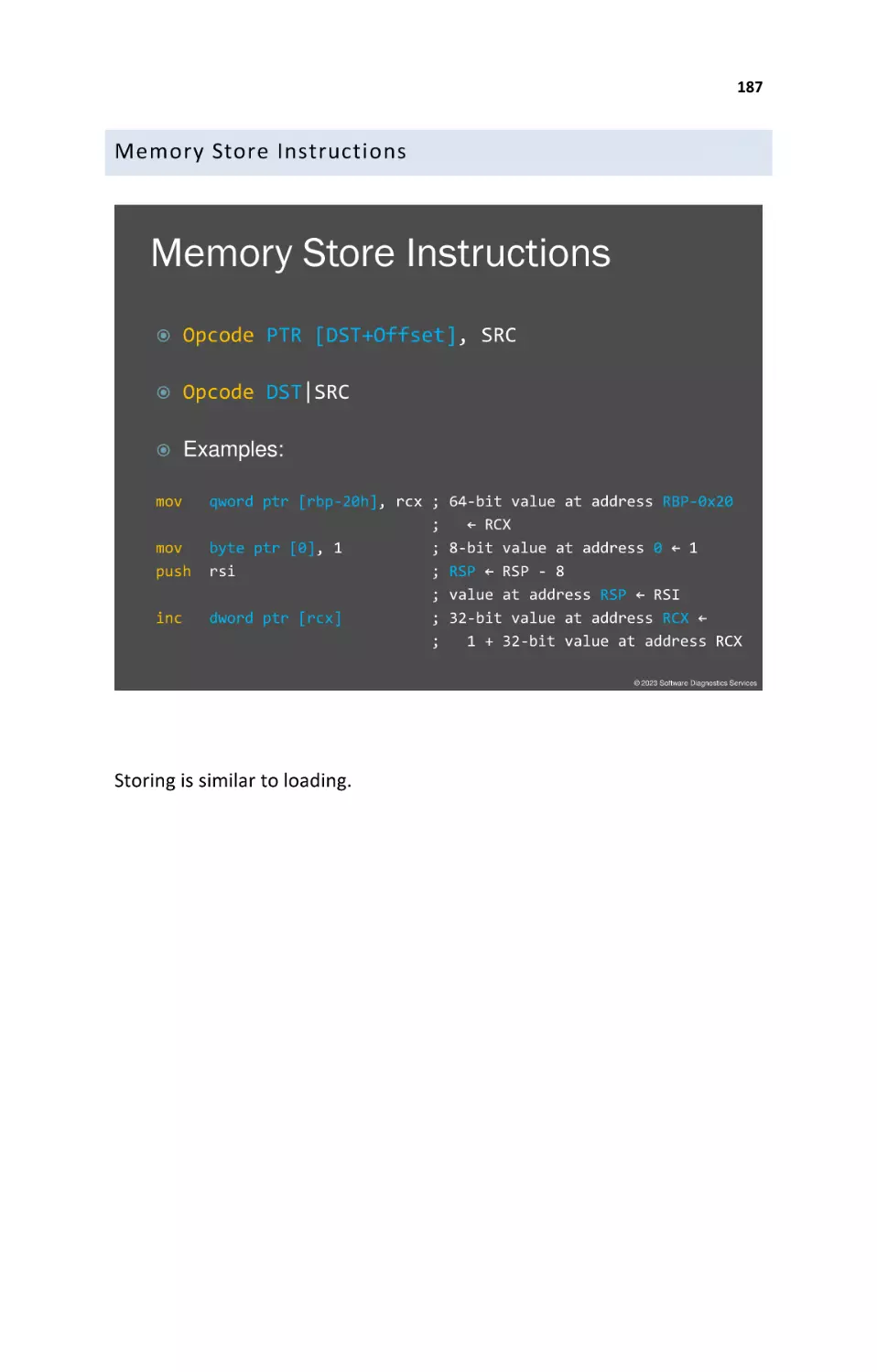Memory Store Instructions