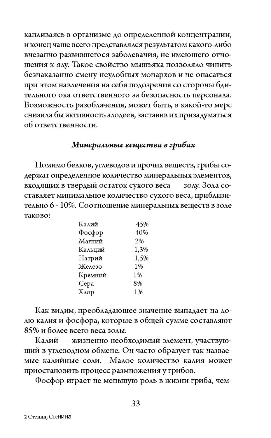 Минеральные вещества в грибах