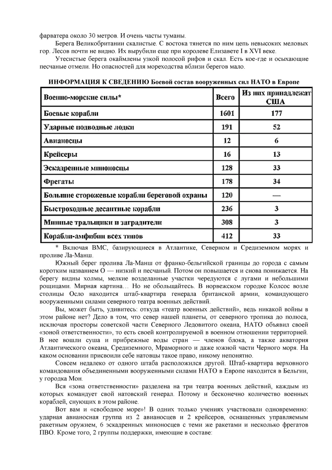 ИНФОРМАЦИЯ К СВЕДЕНИЮ Боевой состав вооруженных сил НАТО в Европе