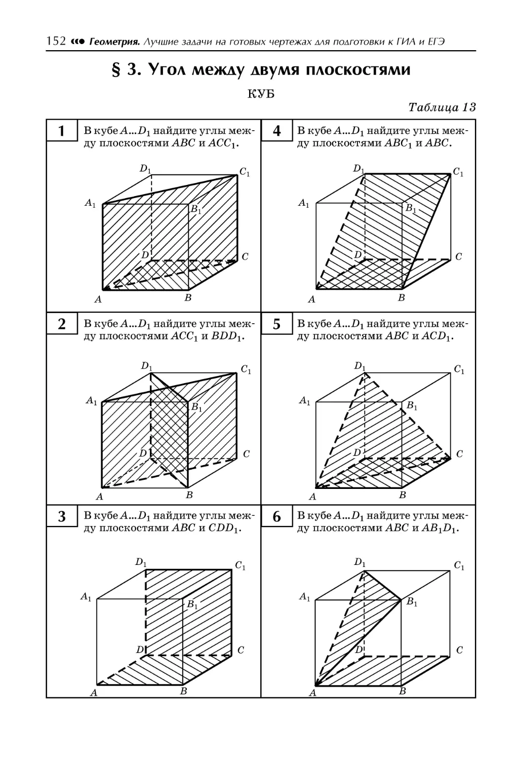 § 3. Угол между двумя плоскостями
Таблица 13. Куб