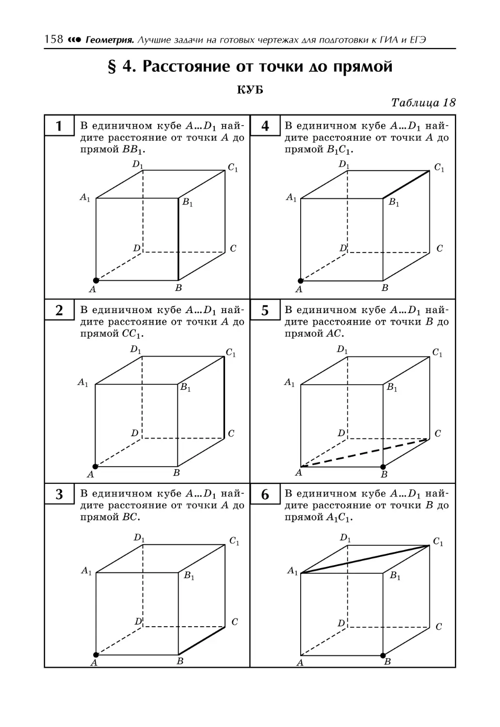 § 4. Расстояние от точки до прямой
Таблица 18. Куб