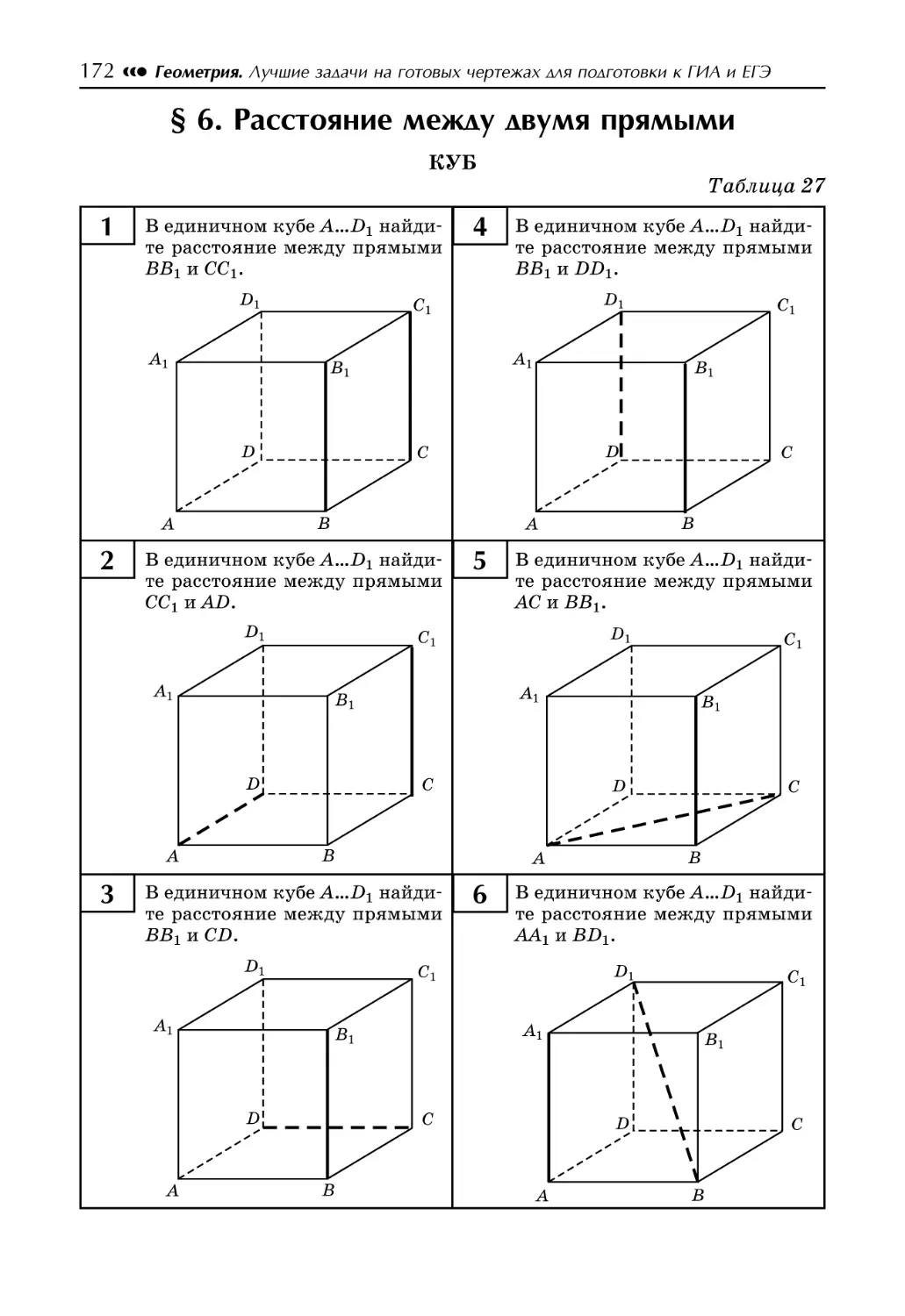 § 6. Расстояние между двумя прямыми
Таблица 27. Куб