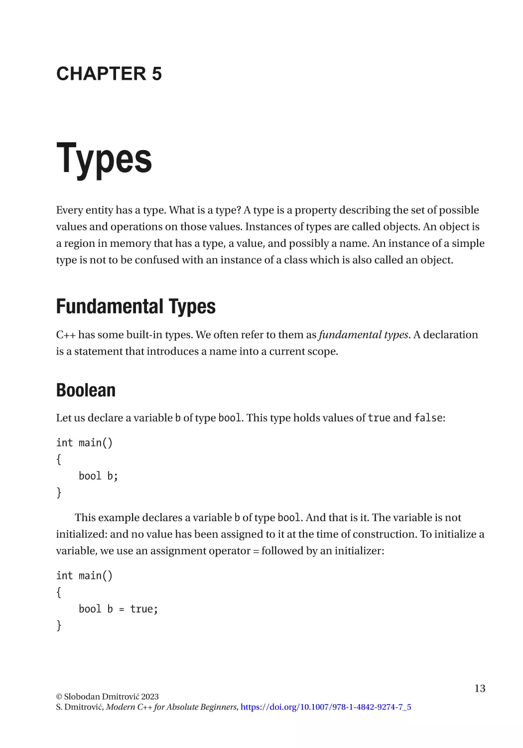 Chapter 5
Fundamental Types
Boolean