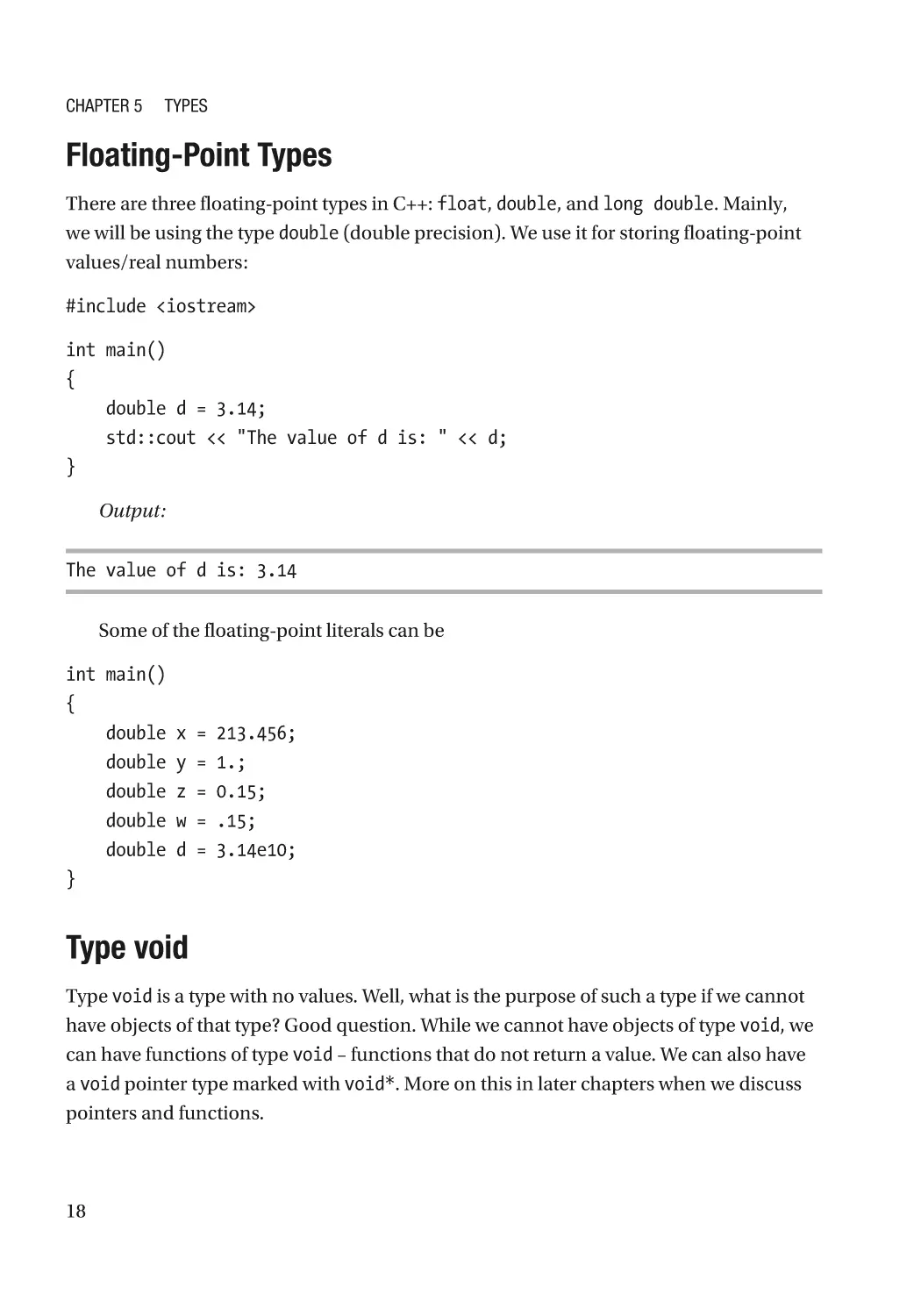 Floating-Point Types
Type void