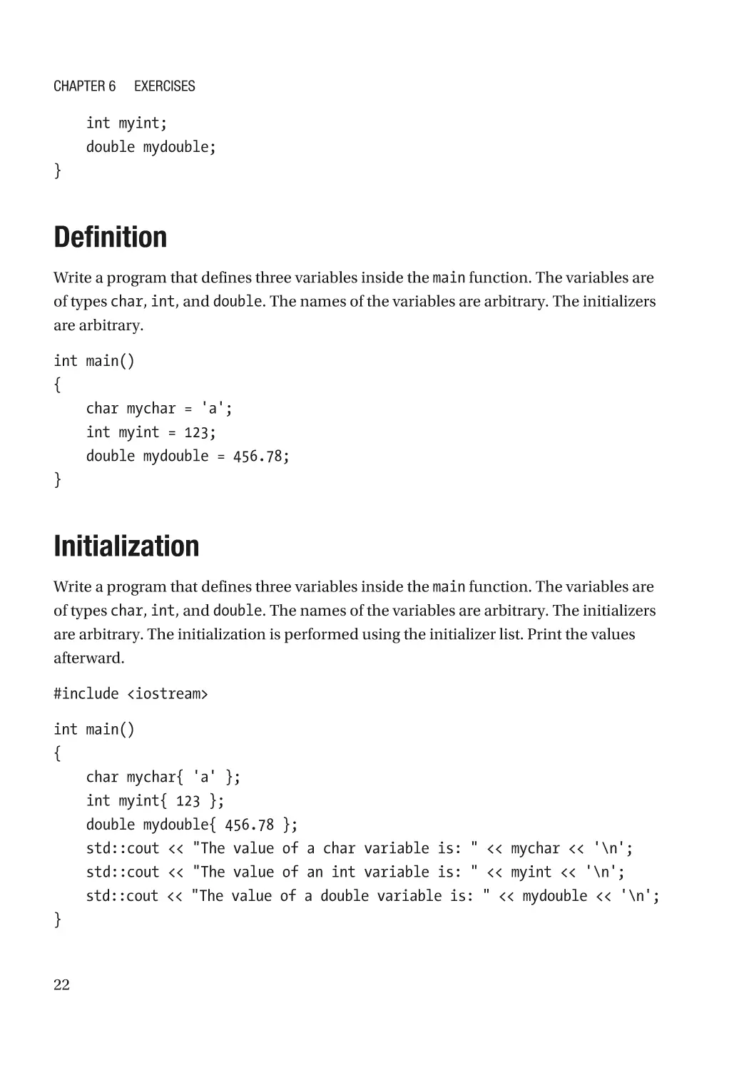 Definition
Initialization