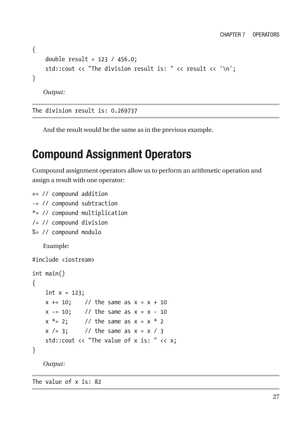 Compound Assignment Operators