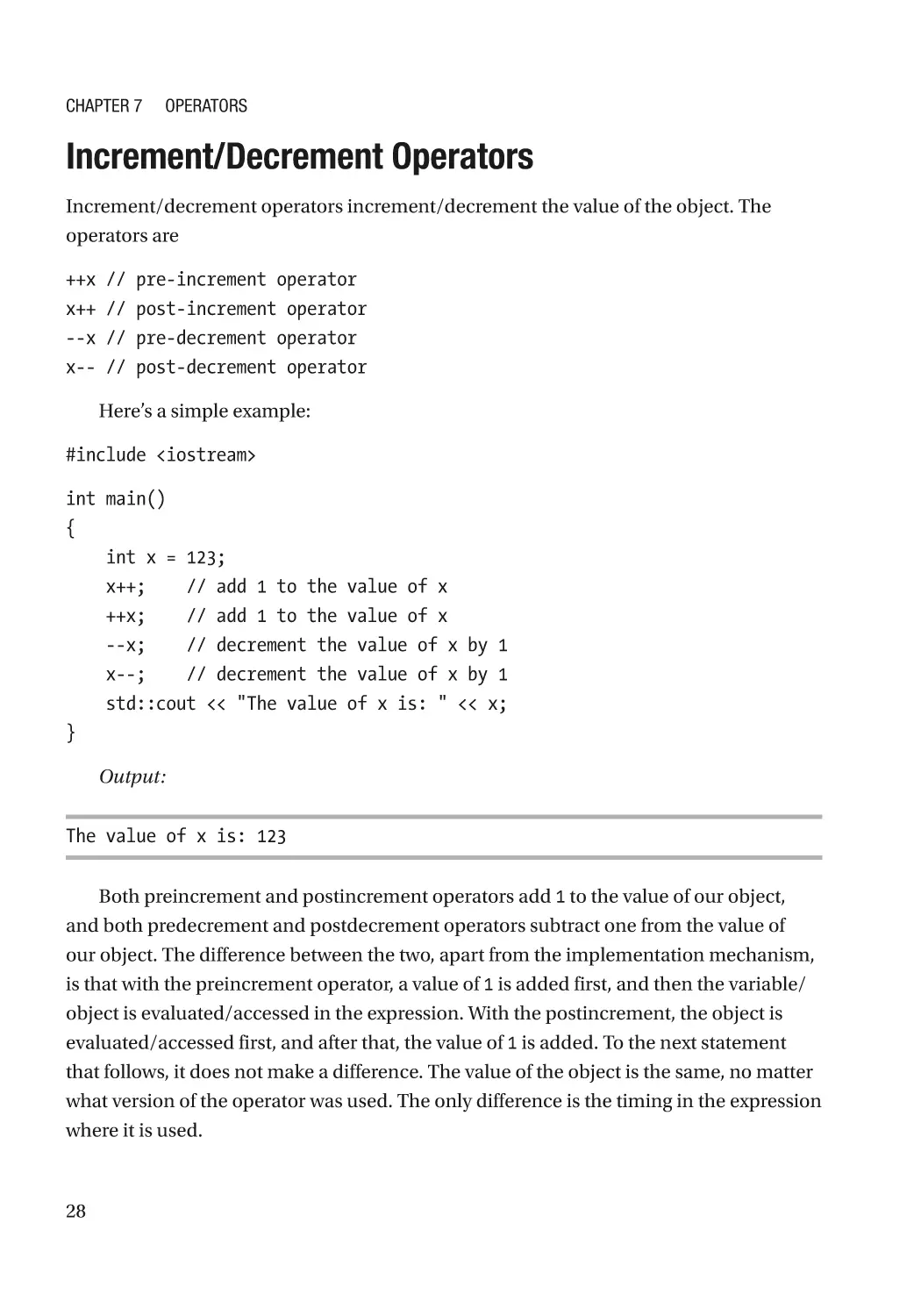 Increment/Decrement Operators