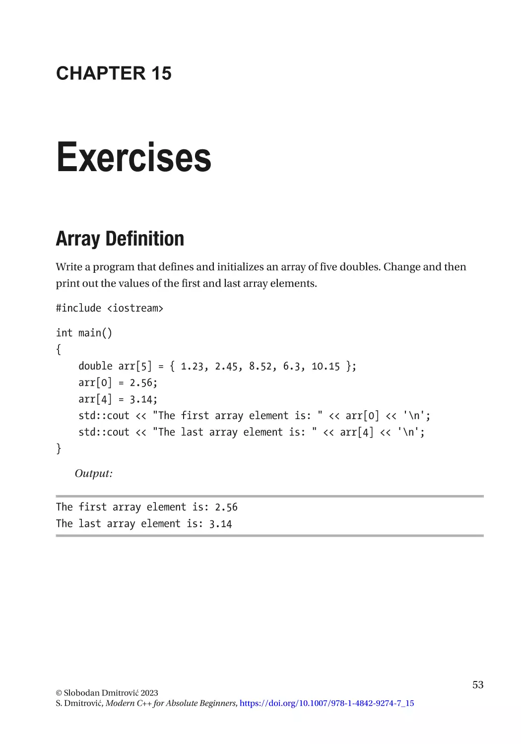 Chapter 15
Array Definition