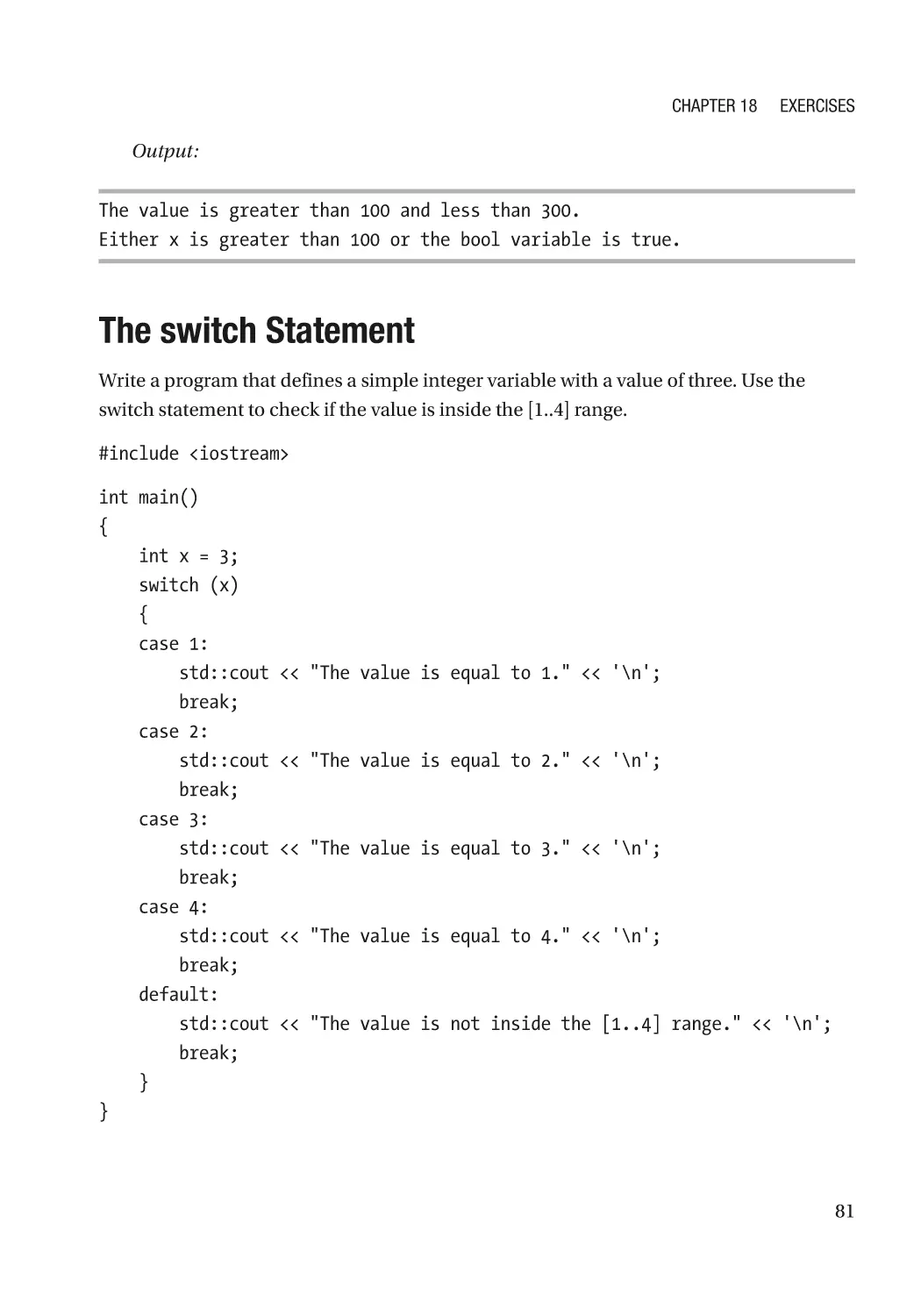 The switch Statement