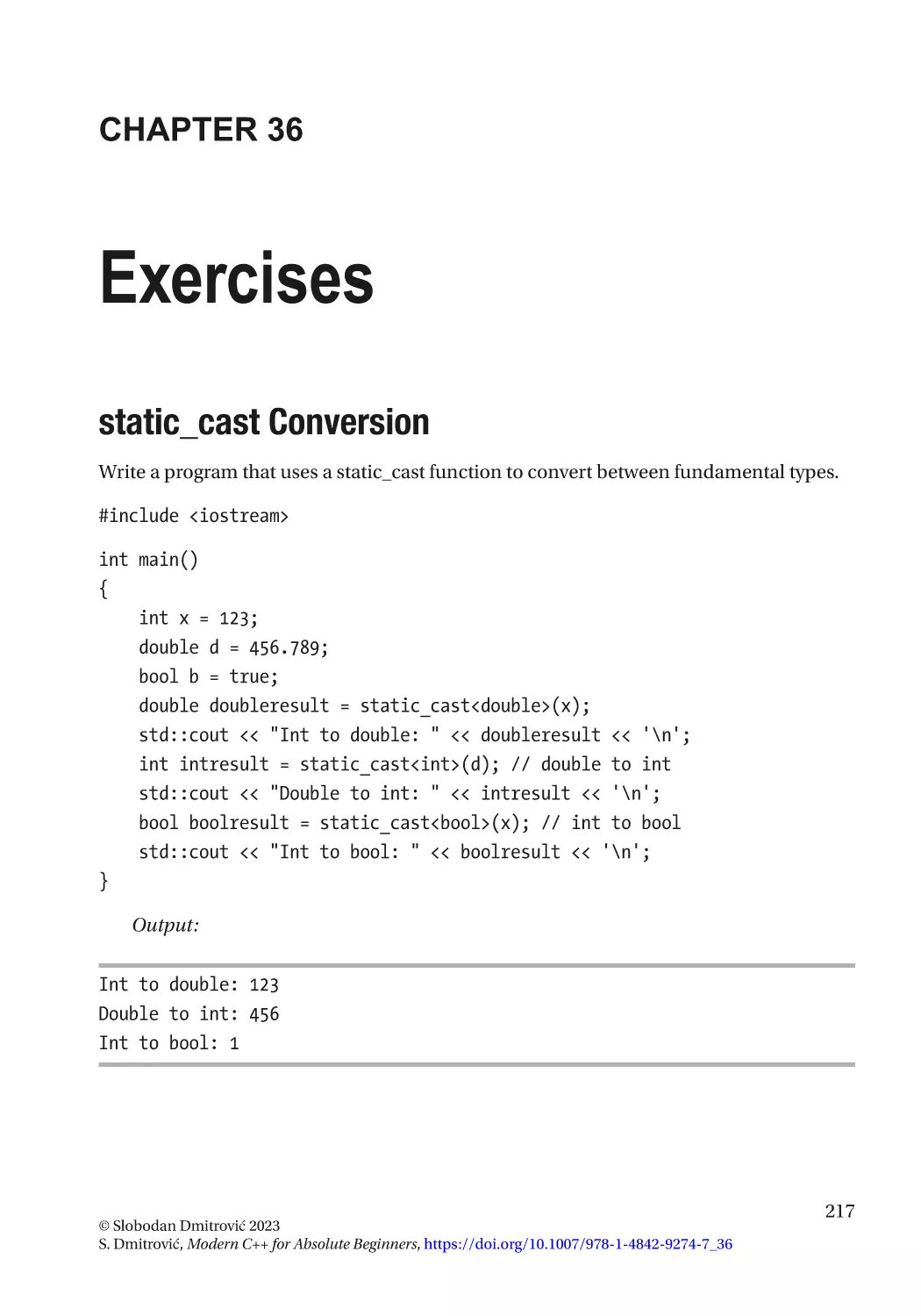 Chapter 36
static_cast Conversion