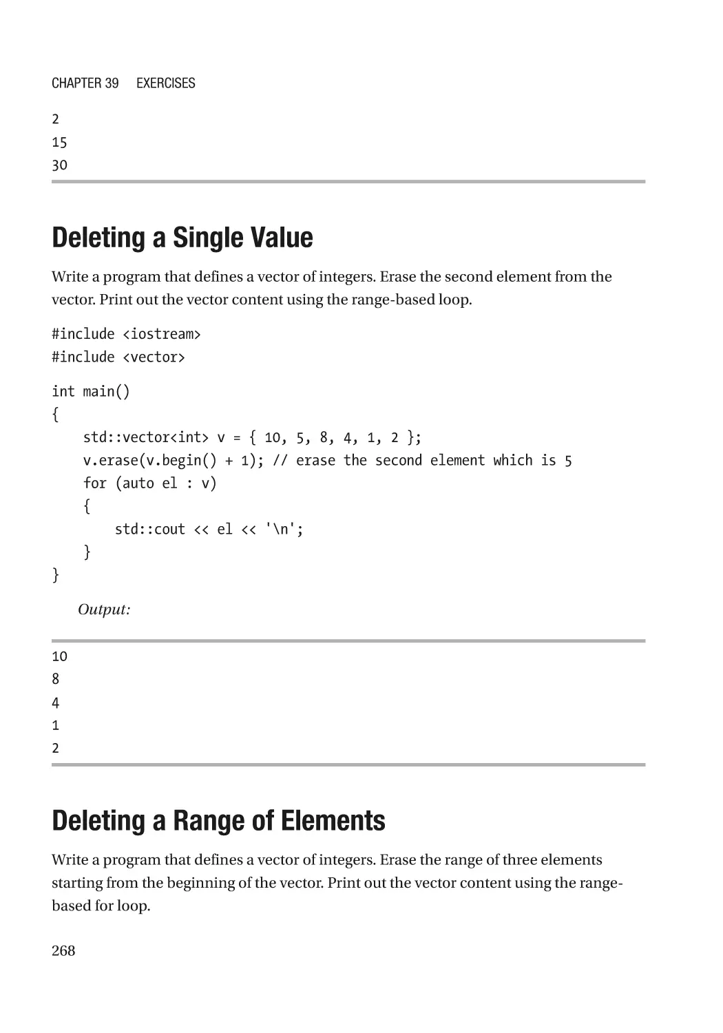 Deleting a Single Value
Deleting a Range of Elements