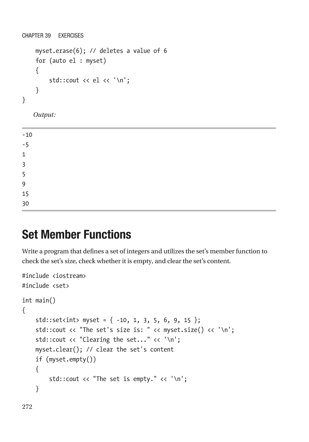 Set Member Functions