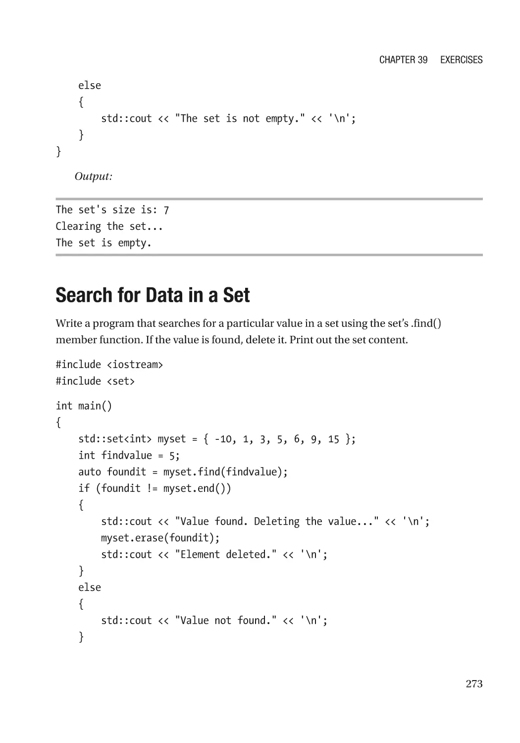 Search for Data in a Set