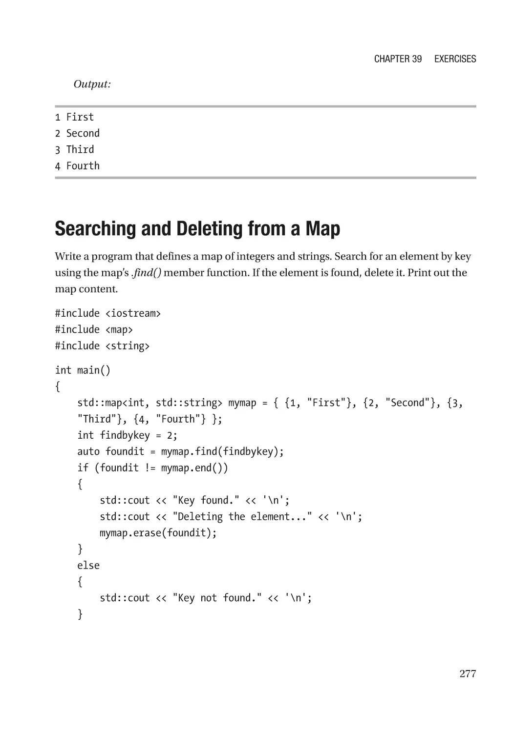 Searching and Deleting from a Map