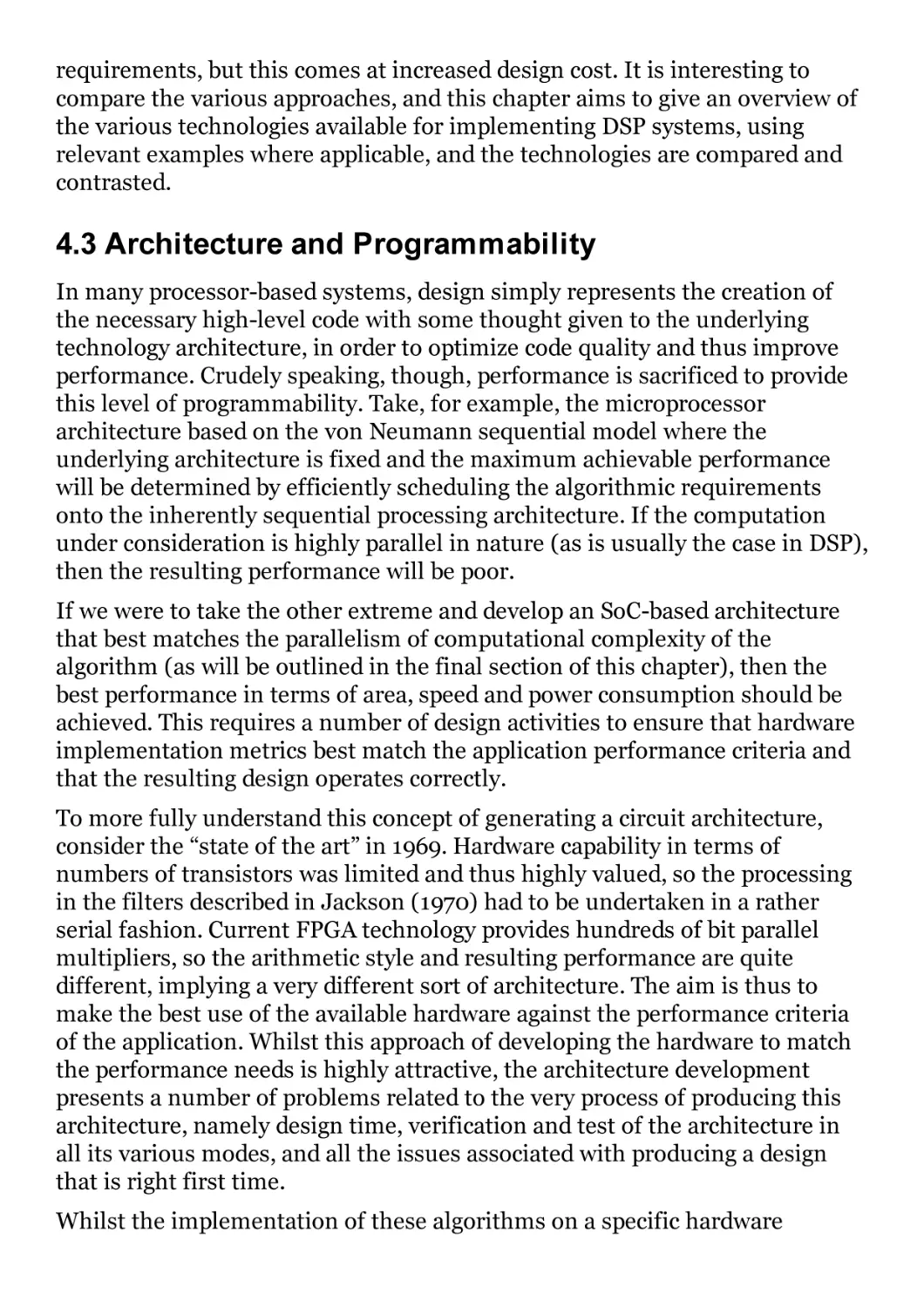4.3 Architecture and Programmability