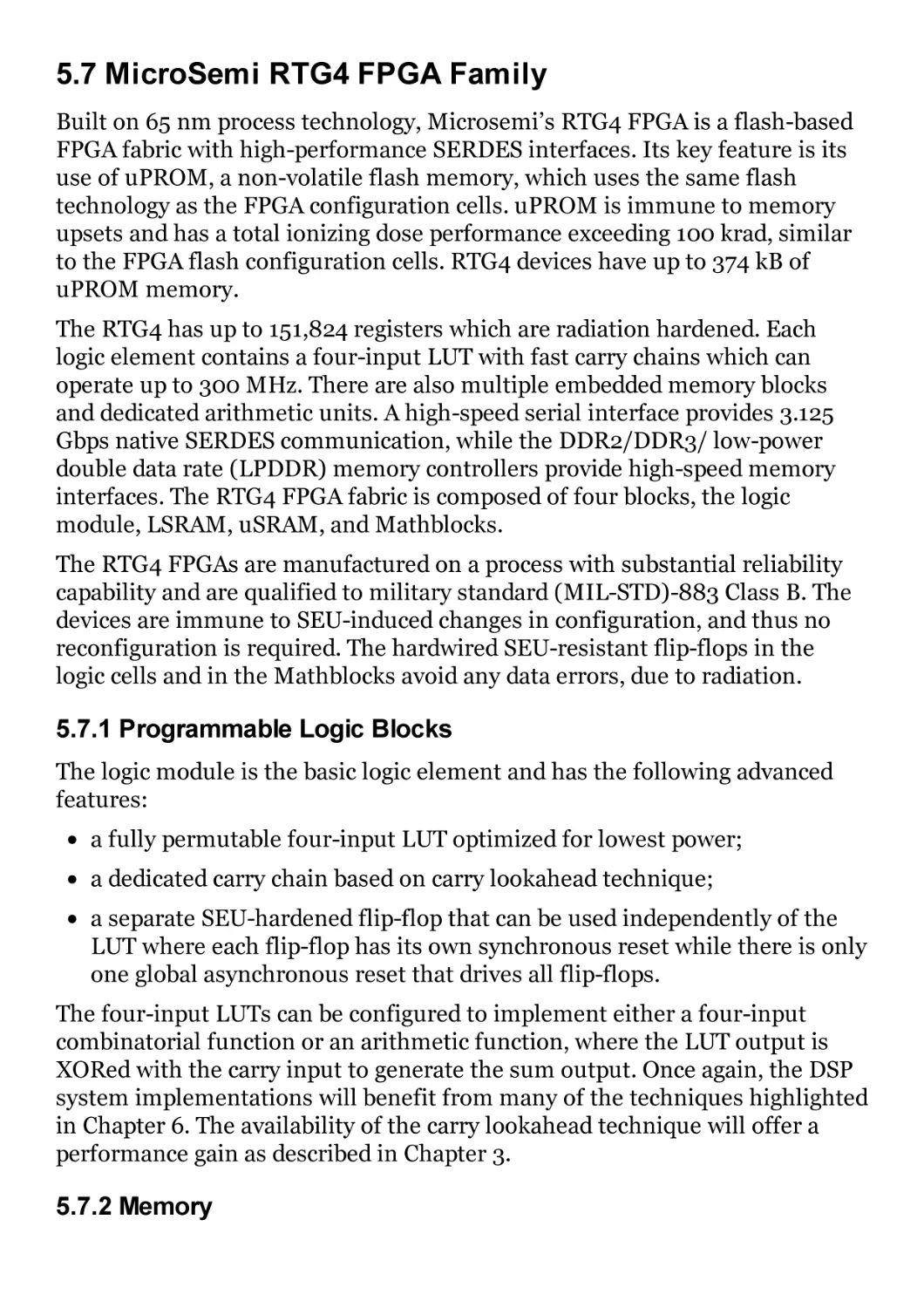 5.7 MicroSemi RTG4 FPGA Family