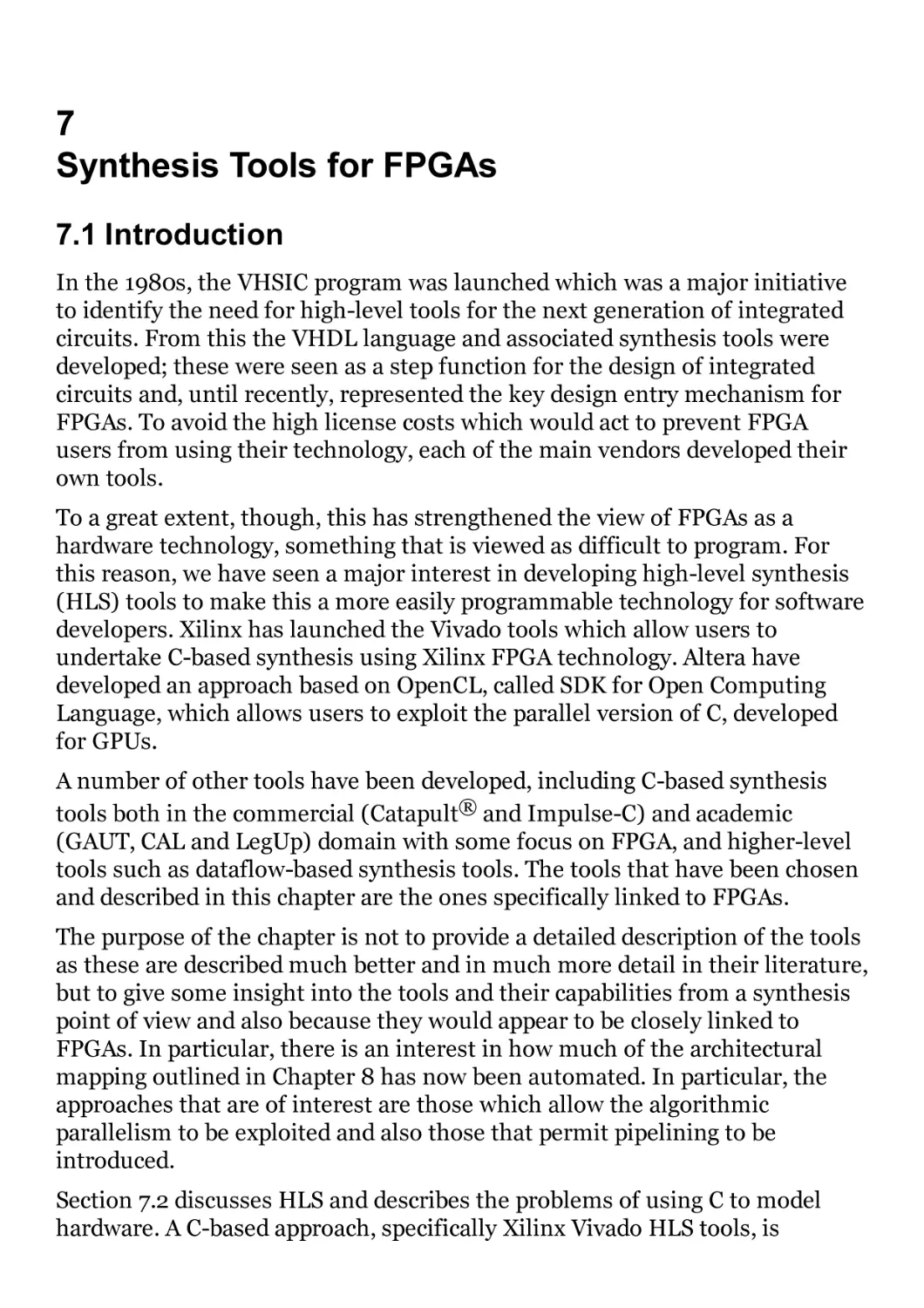 7 Synthesis Tools for FPGAs
7.1 Introduction