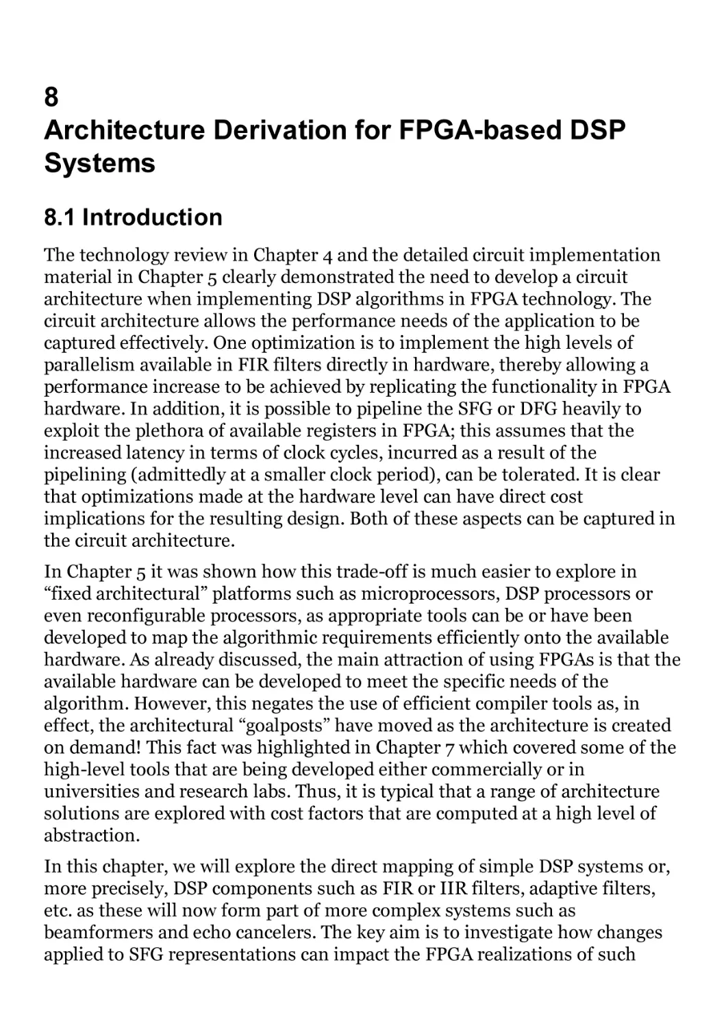 8 Architecture Derivation for FPGA-based DSP Systems
8.1 Introduction