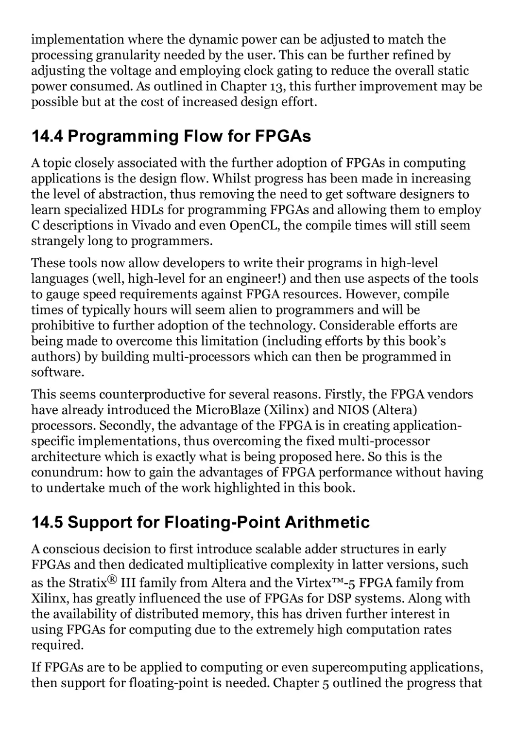 14.4 Programming Flow for FPGAs
14.5 Support for Floating-Point Arithmetic