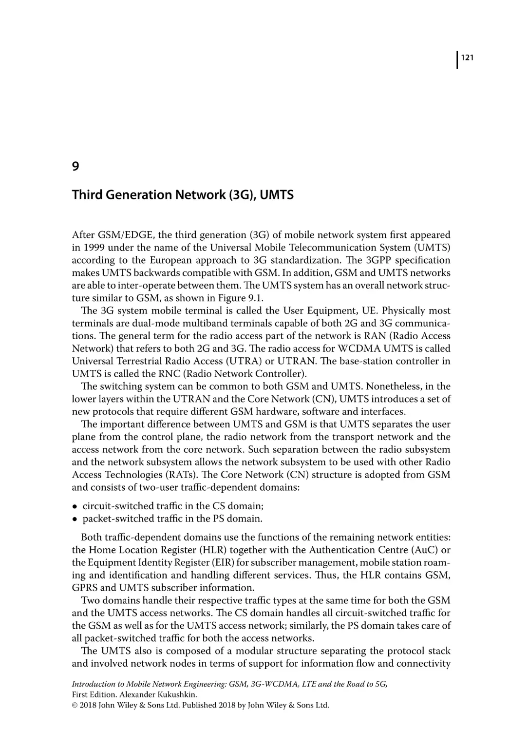 9 Third Generation Network (3G), UMTS