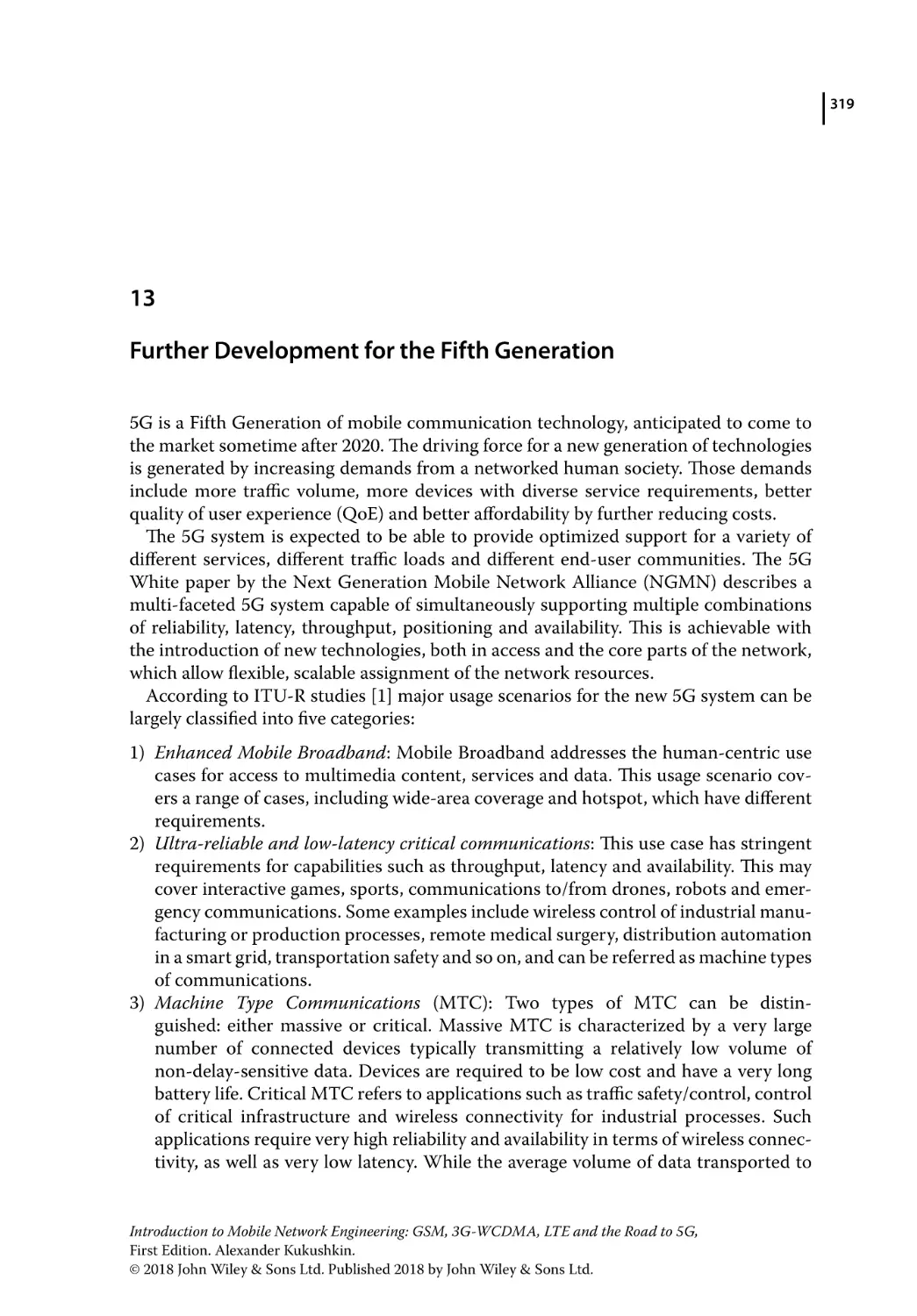 13 Further Development for the Fifth Generation