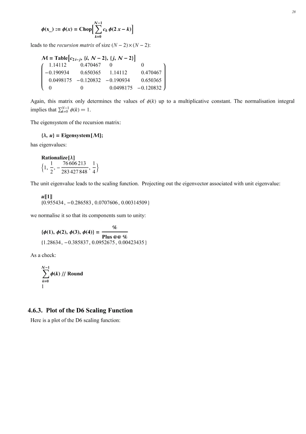 4.6.3. Plot of the D6 Scaling Function