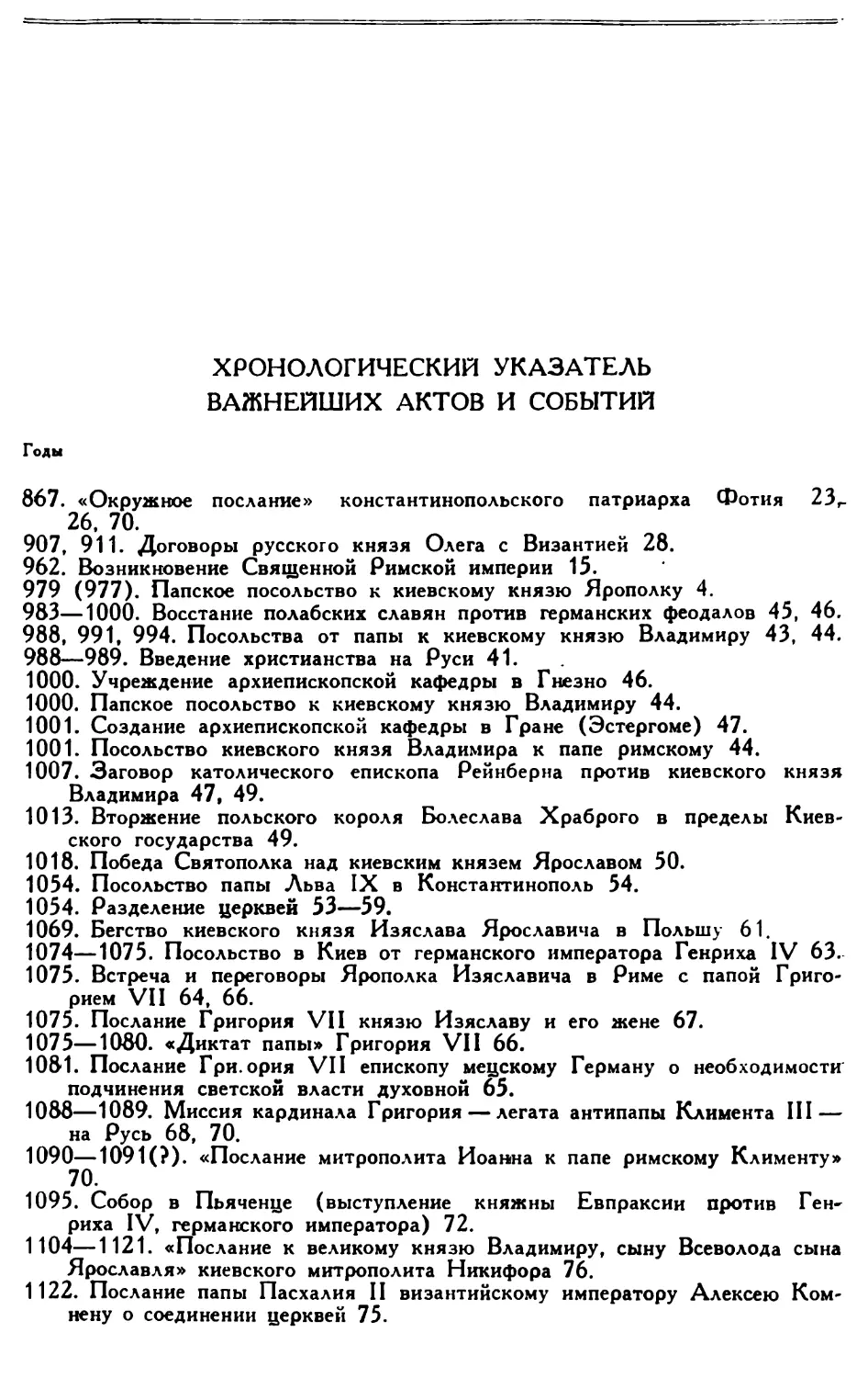 Хронологический указатель важнейших актов и событий