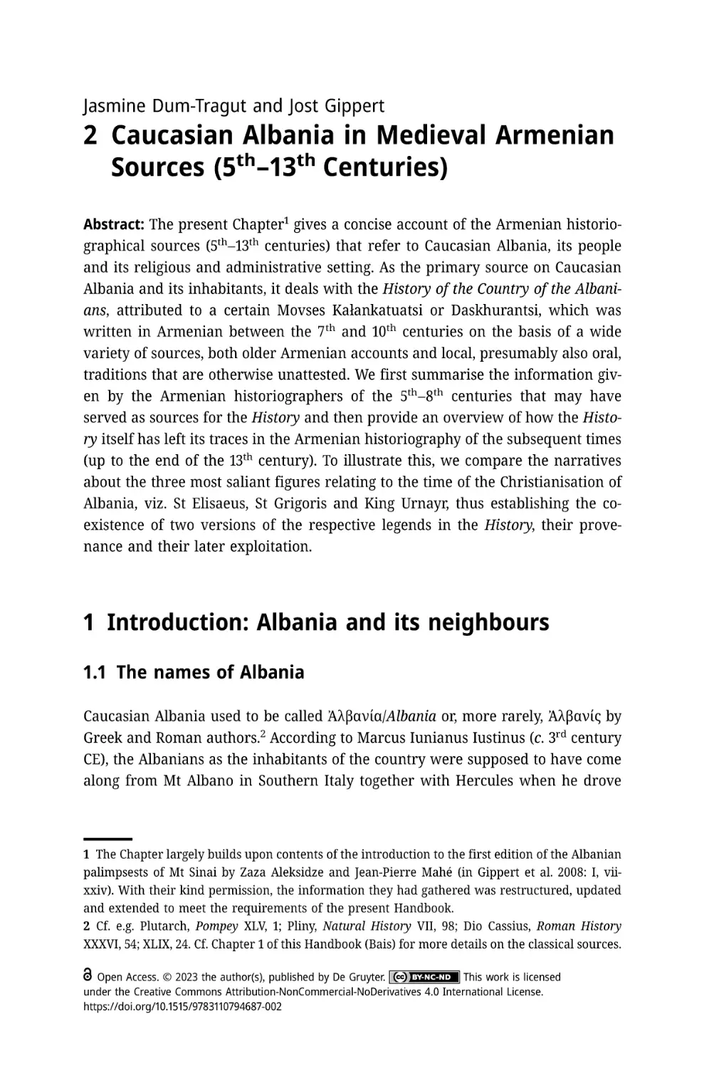 2 Caucasian Albania in Medieval Armenian Sources (5<sup>th</sup>–13<sup>th</sup> Centuries)