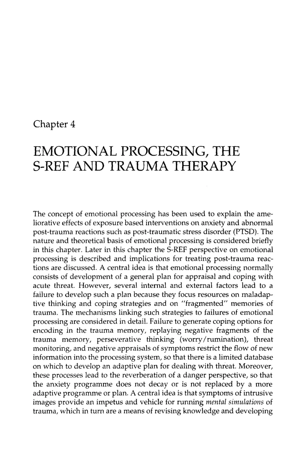 4 EMOTIONAL PROCESSING, THE S-REF AND TRAUMA THERAPY