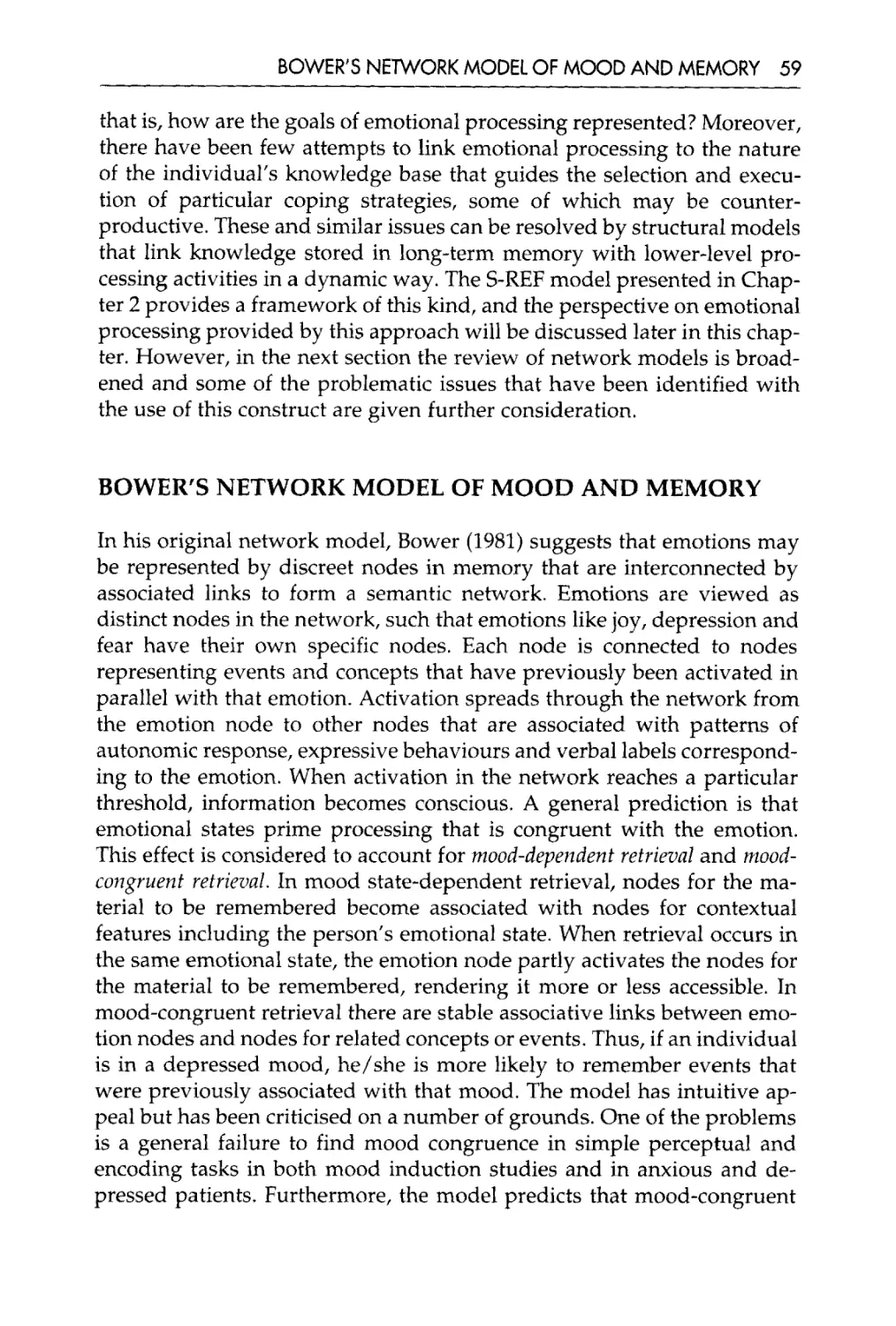 Bower's network model of mood and memory