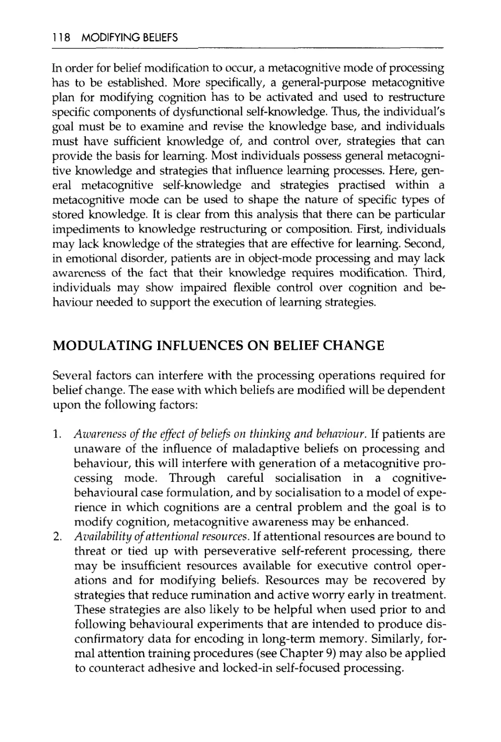 Modulating influences on belief change