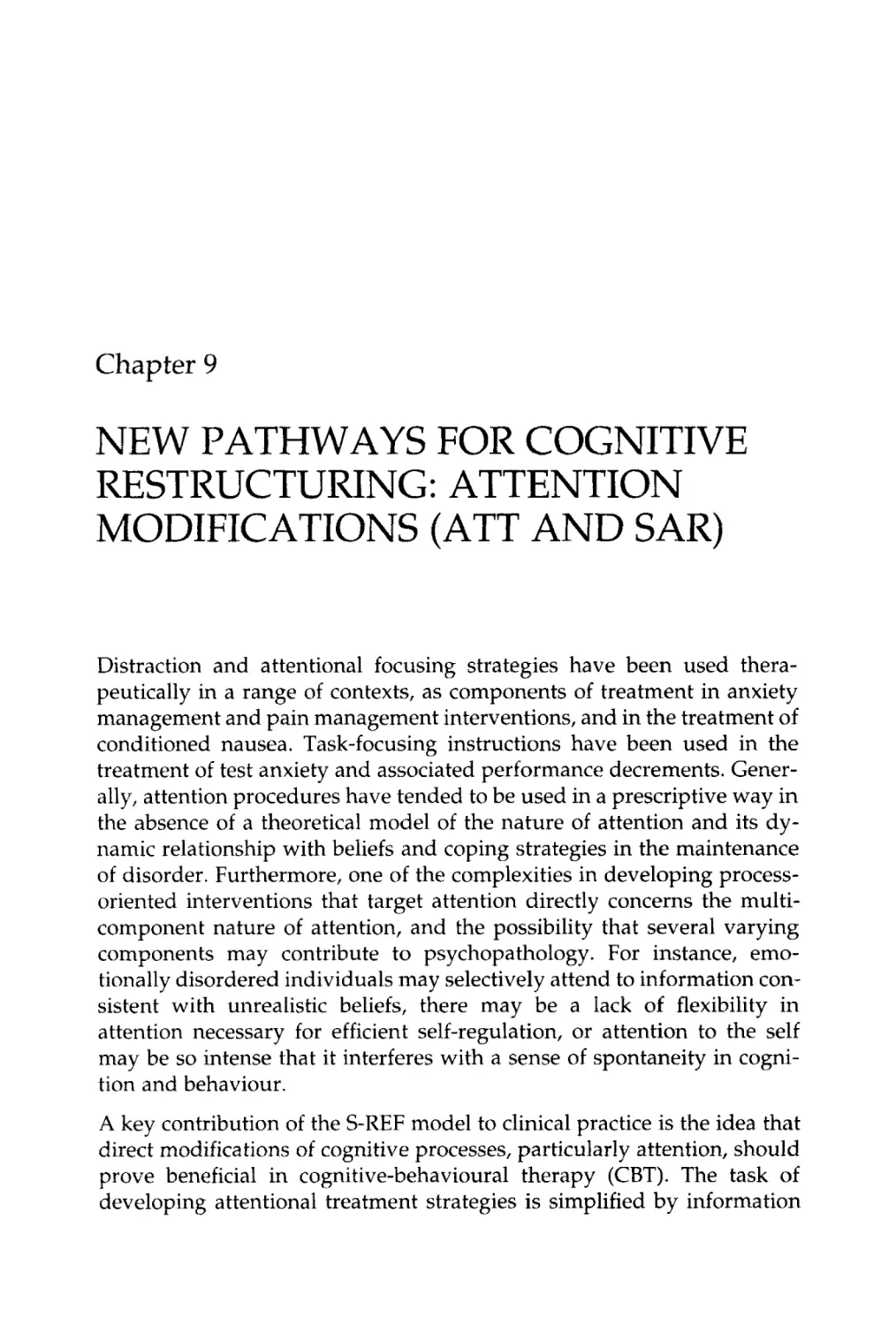 9 NEW PATHWAYS FOR COGNITIVE RESTRUCTURING