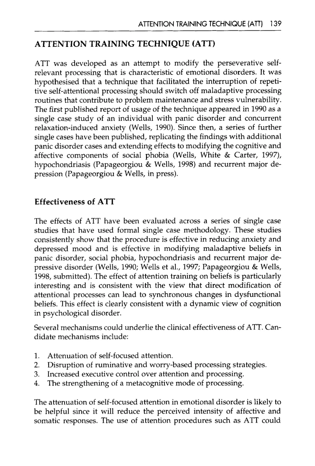 Attention training (ATT)
effectiveness of ATT