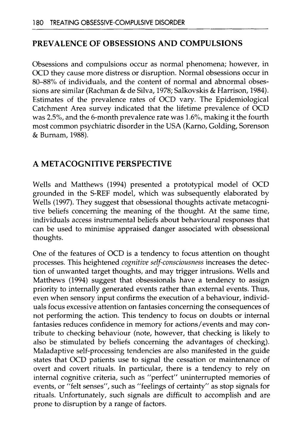 Prevalence of obsessions and compulsions
A metacognitive perspective