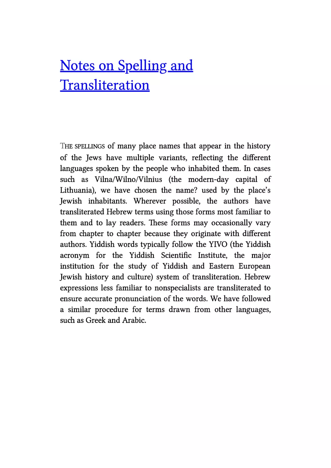 Notes on Spelling and Transliteration