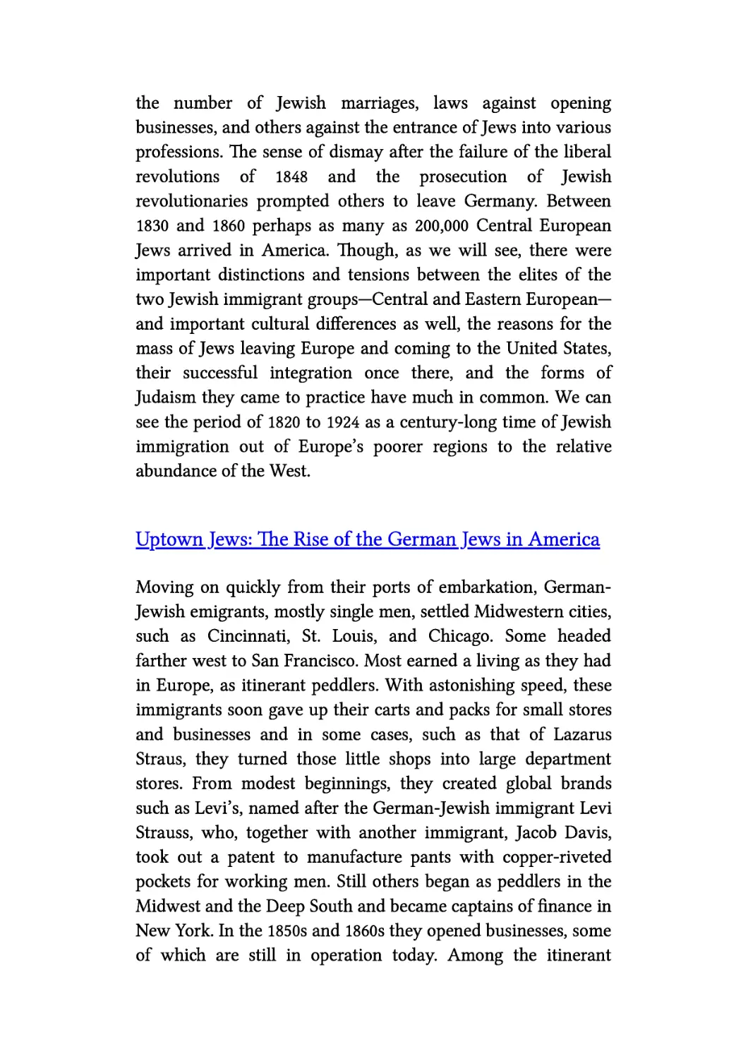 Uptown Jews: The Rise of the German Jews in America