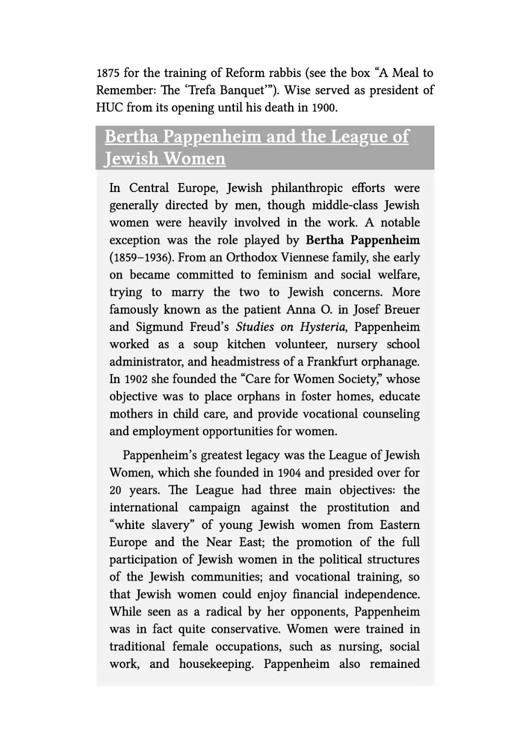 Bertha Pappenheim and the League of Jewish Women