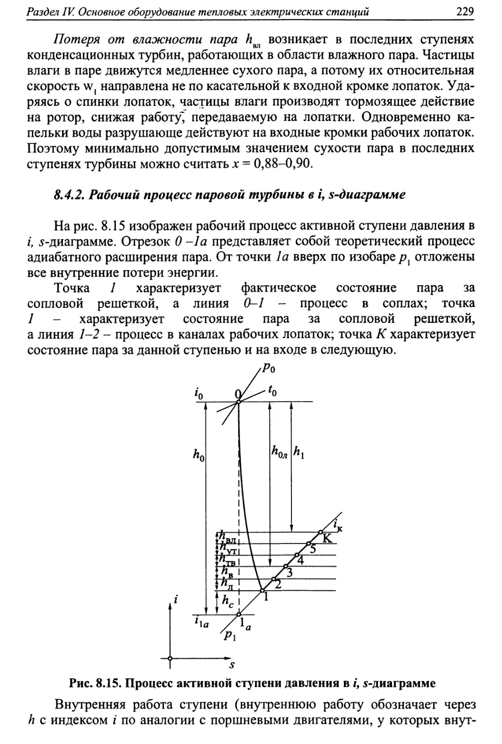 8.4.2. Рабочий процесс паровой турбины в i,s- диаграмме