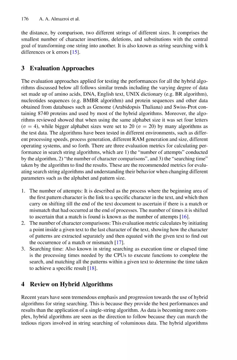 3 Evaluation Approaches
4 Review on Hybrid Algorithms