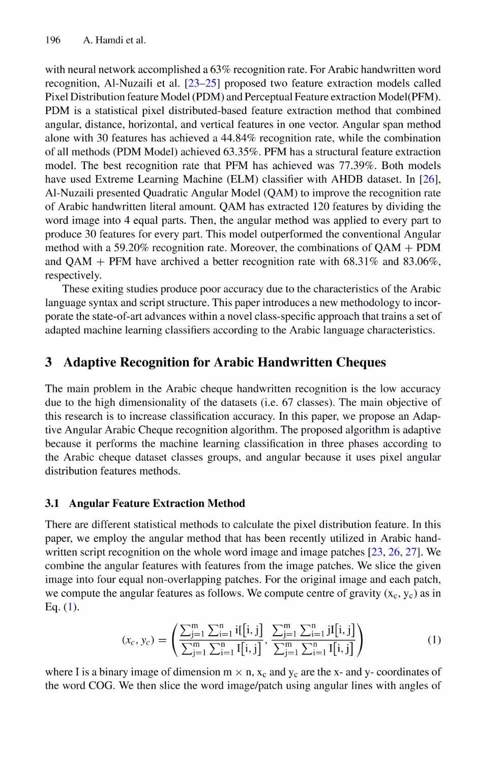 3 Adaptive Recognition for Arabic Handwritten Cheques
3.1 Angular Feature Extraction Method