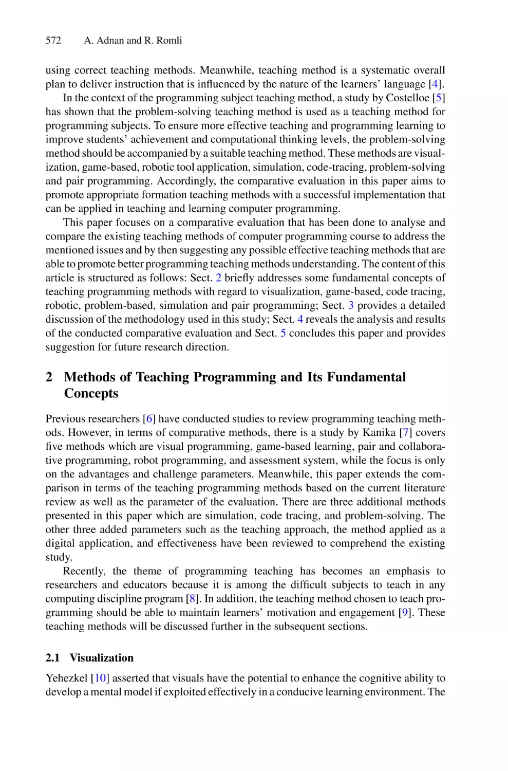 2 Methods of Teaching Programming and Its Fundamental Concepts
2.1 Visualization