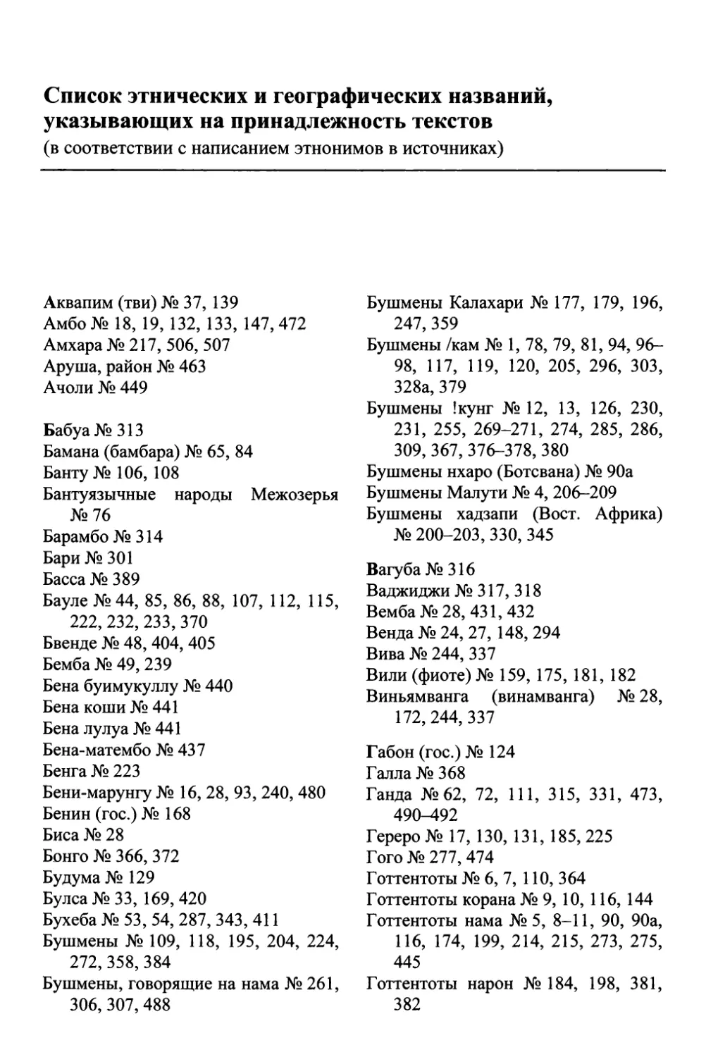 Список этнических и географических названий, указывающих на принадлежность текстов